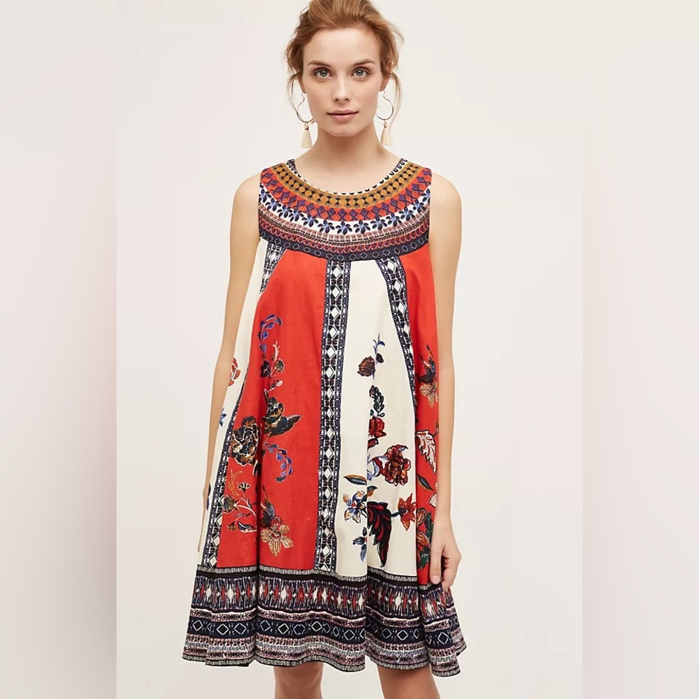 Maeve Anthropologie Linen Cirque‎ Swing Dress S